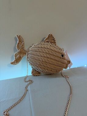 Woven Fish Crossbody Bag - Natural